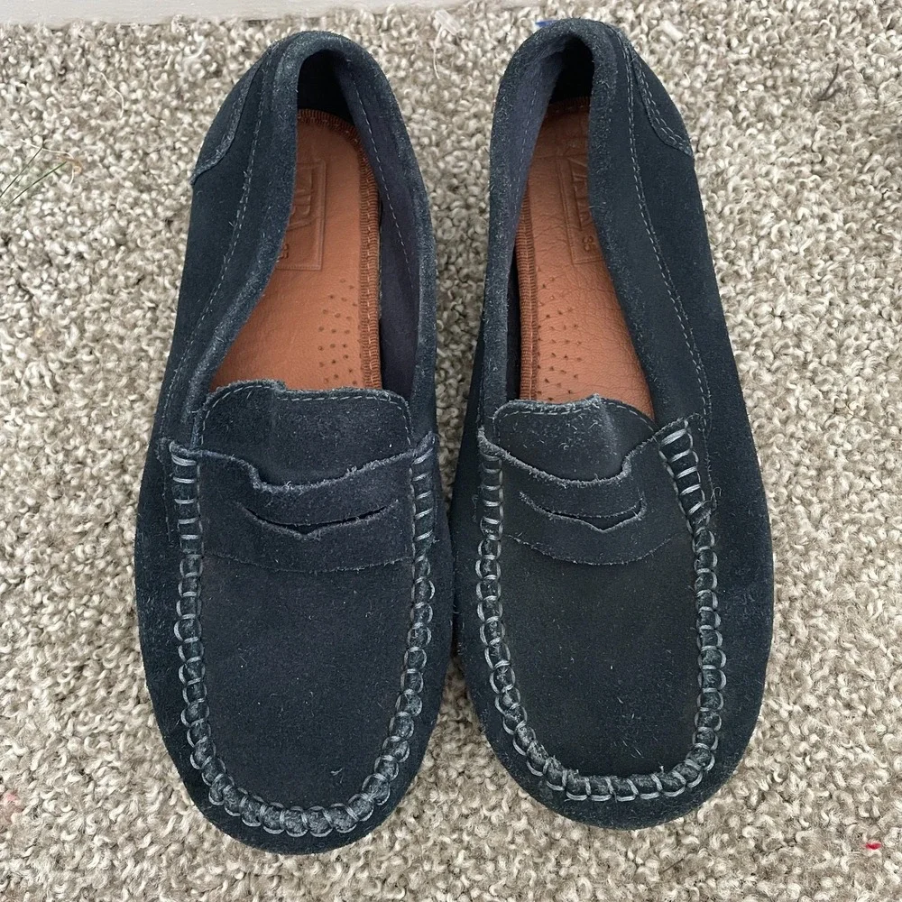Zara Kids Navy Blue Loafers Size 35 US 4 Suede Moccasins Slip On Unisex